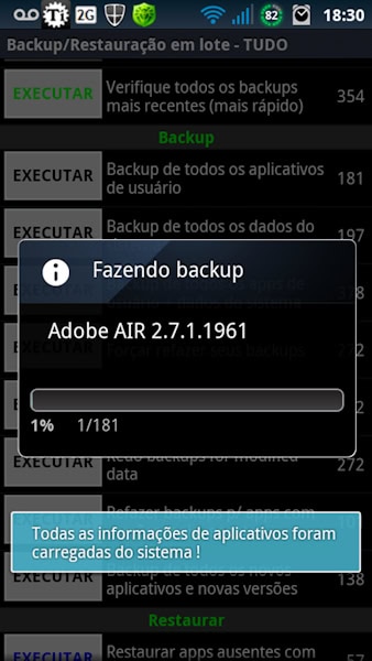 Titanium Backup início procedimento