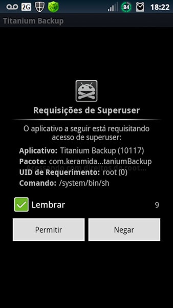 Titanium Backup permitir