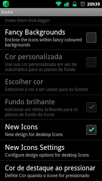 ADWLauncher EX opção Icons