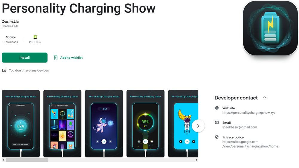 Aplicativo malicioso mostra propaganda no Android Personality Charging Slow