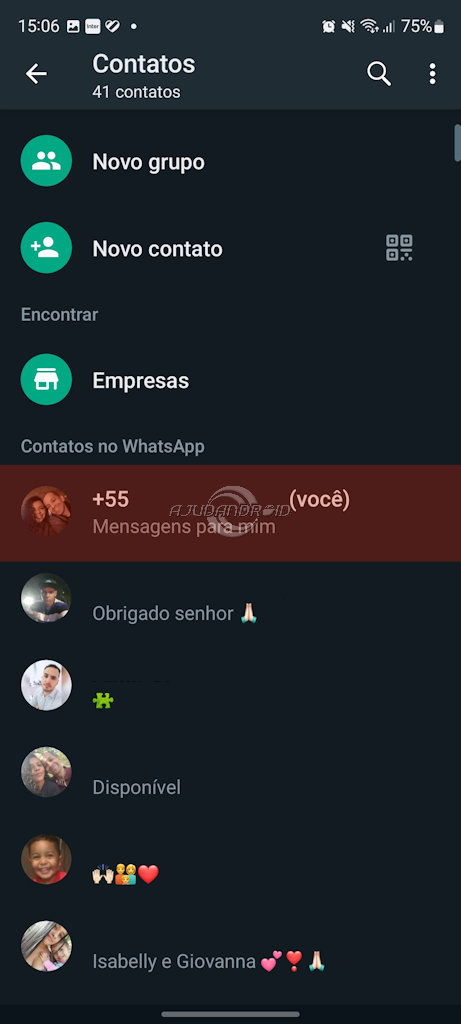 WhatsApp mensagens pra você mesmo