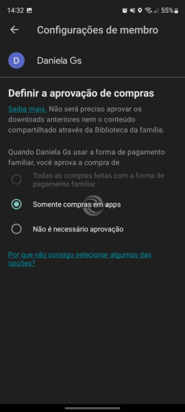 Google Play Definir aprovação de compras