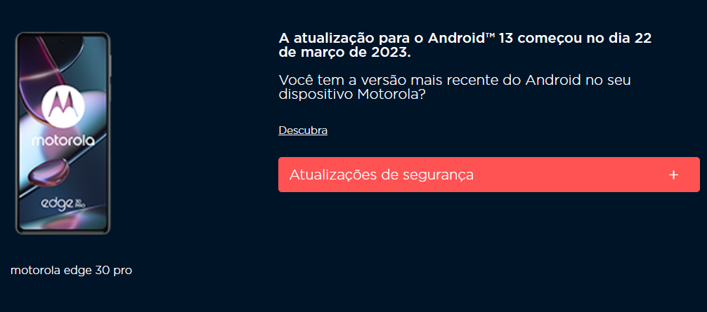 Motorola Edge 30 Pro atualização Android 13