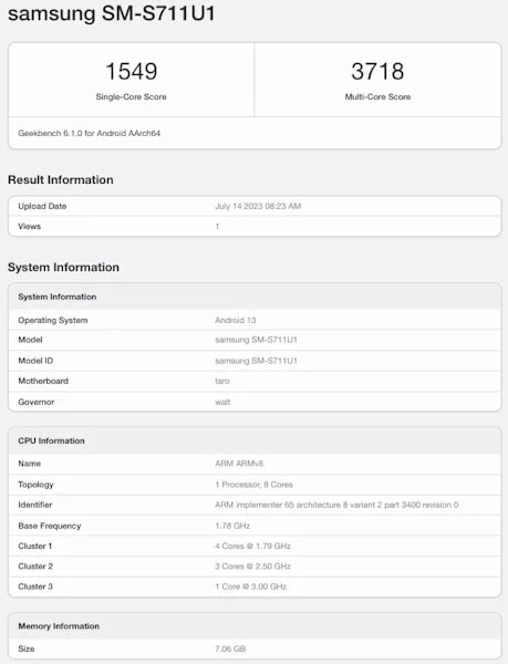 Samsung Galaxy S23 FE teste com Snapdragon 8 Gen 1