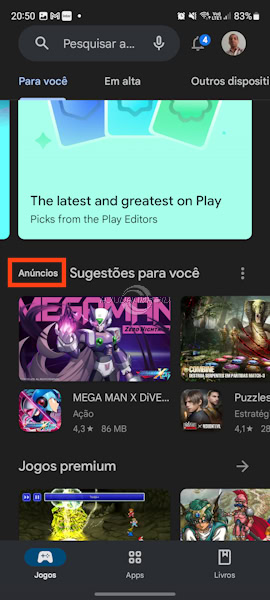 Google Play Store anúncios