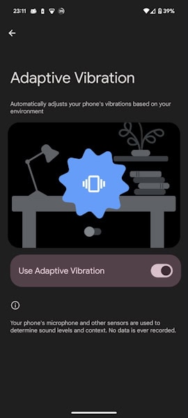 Android 15 tem vibração adaptativa