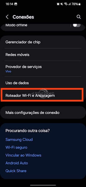 Compartilhar a internet sem fio dos Galaxy da Samsung