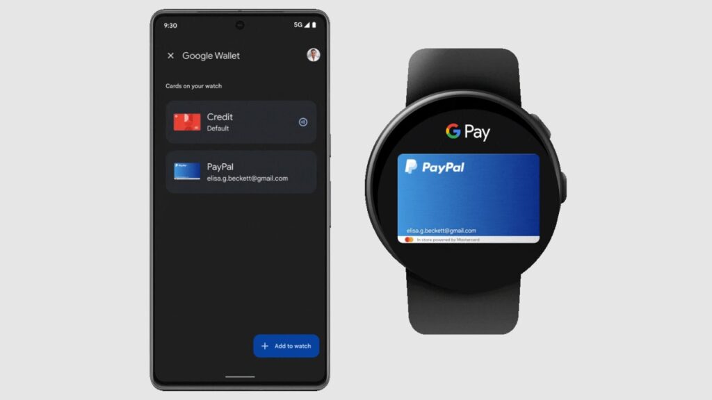 Wear OS e Android com aplicativo Carteira do Google e pagamento PayPal