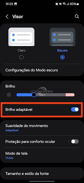 Android, brilho adaptável para a tela