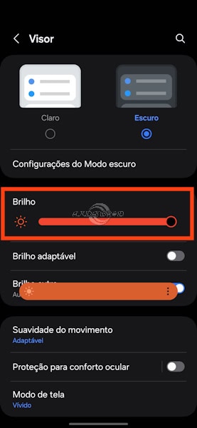 Galaxy modo brilho extra para a tela
