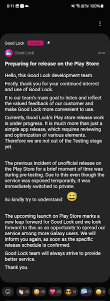 Samsung fala sobre remoção do Good Lock da loja Google Play Store 