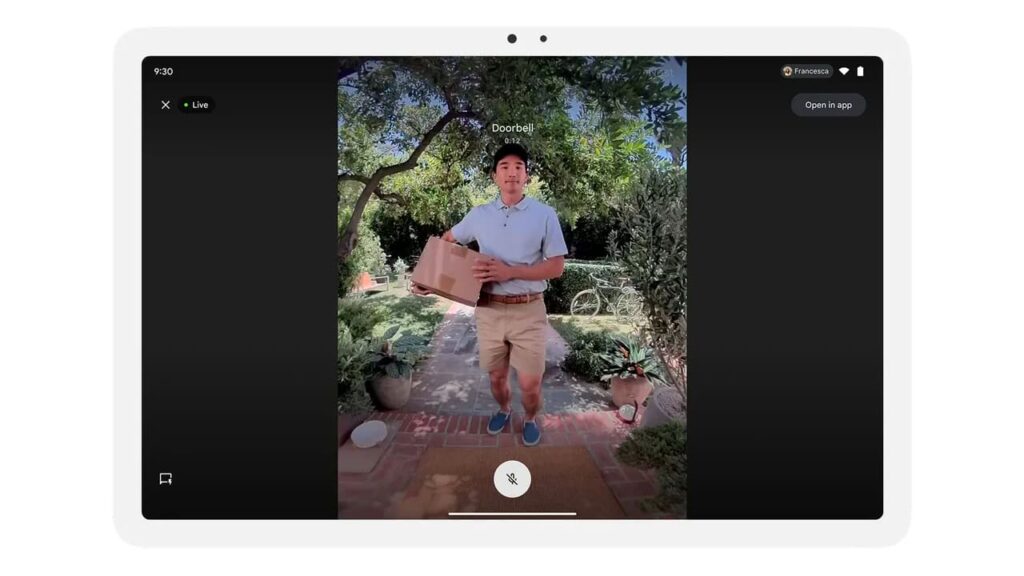 Google Pixel Tablet suporte para campainha inteligente