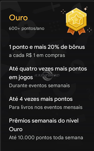 Google Play Points no Brasil, nível ouro