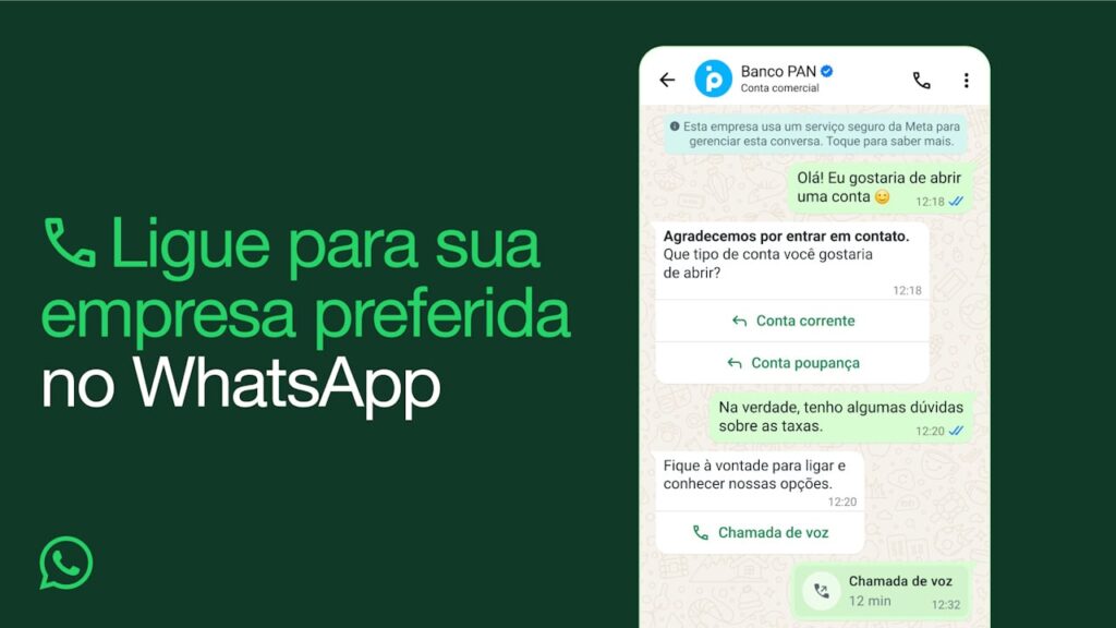 WhatsApp Business Brasil recebe ligação