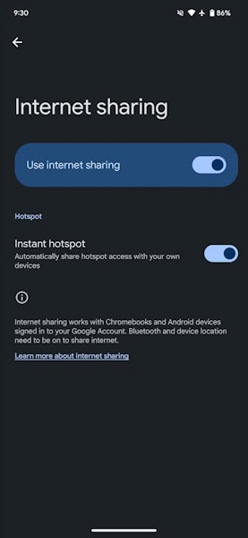 Serviços entre dispositivos: recurso compartilhamento de internet entre aparelhos