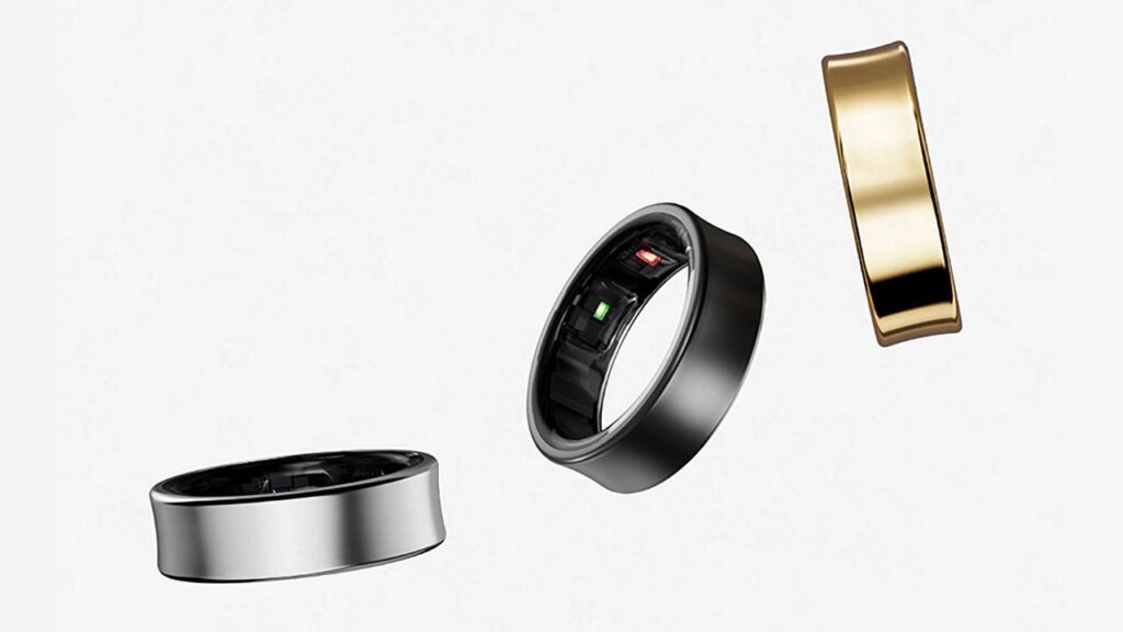 Samsung Galaxy Ring nas cores prata, preto e dourado