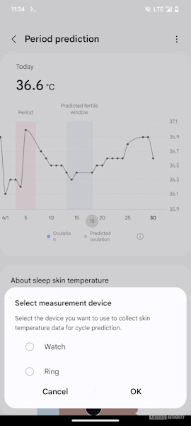 Aplicativo Samsung Health monitor de temperatura com Galaxy Ring