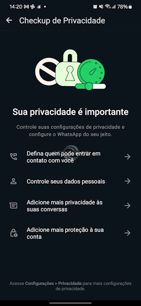 Controle de privacidade do WhatsApp todas as opções