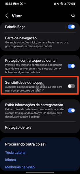 Aumentando sensibilidade da tela nos Samsung Galaxy