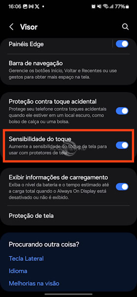 Aumentando sensibilidade da tela nos Samsung Galaxy