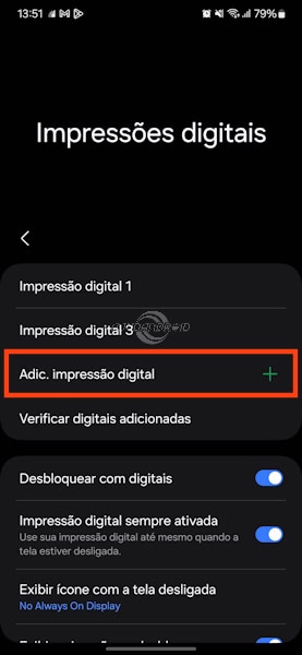 Como adicionar impressão digital nos Samsung