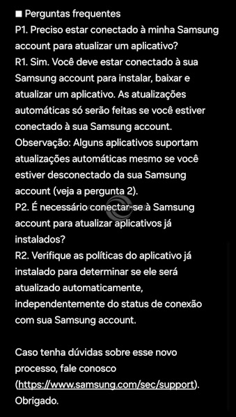 Galaxy Store, aviso de conta da Samsung como exigência , parte 2