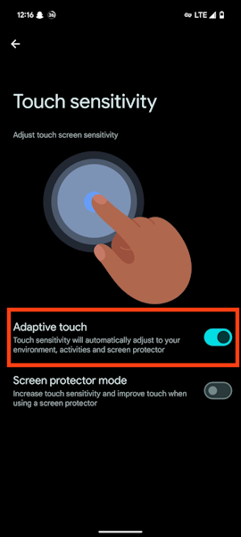 Google Pixel 9 recurso de toque adaptativo da tela