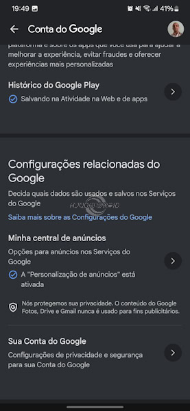 Personalização no app Google Play na loja do Android