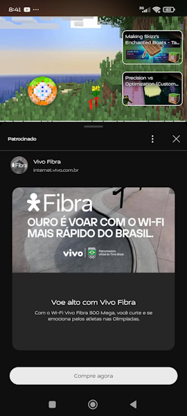 YouTube anúncio quando vídeo é pausado no telefone