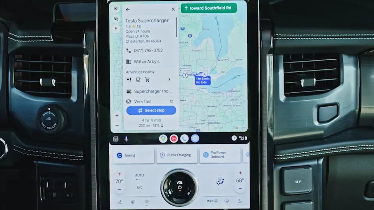 Android Auto, Google Maps nos Ford, carro elétricos