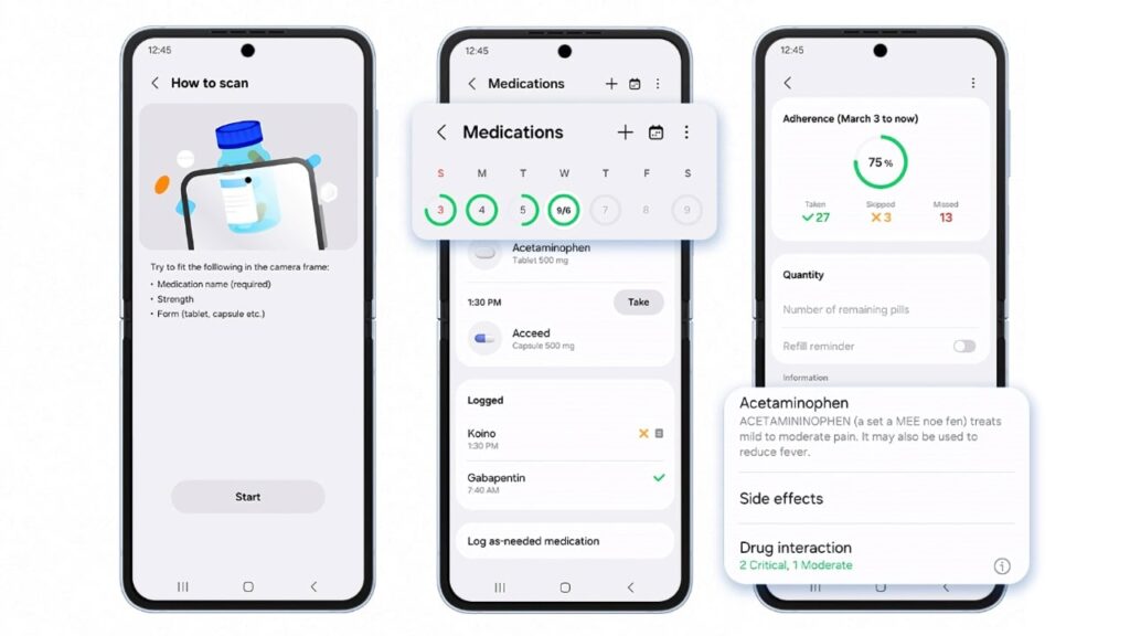 Samsung Health rastreamento avançado de medicação