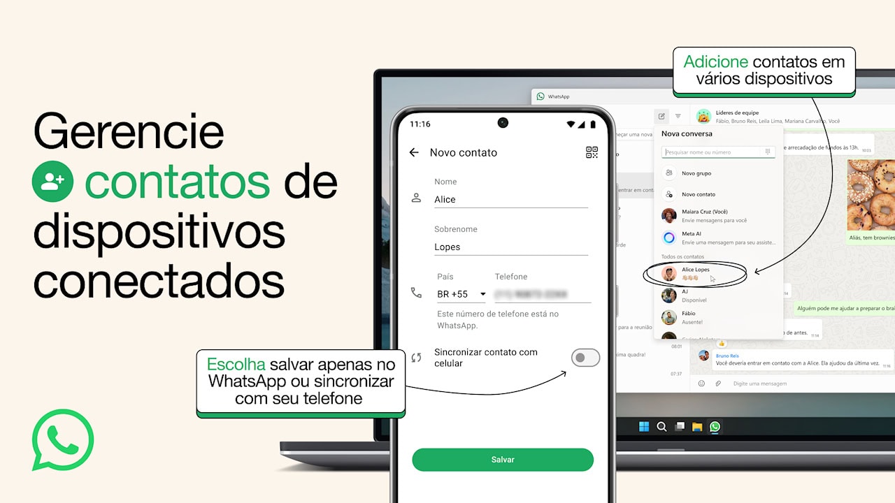 WhatsApp gerencimaento de contatos na conta