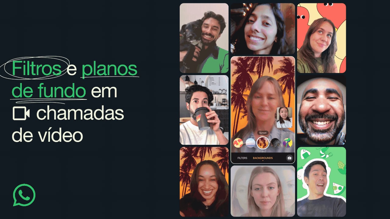 WhatsApp planos de fundos e filtros para vídeos chamadas