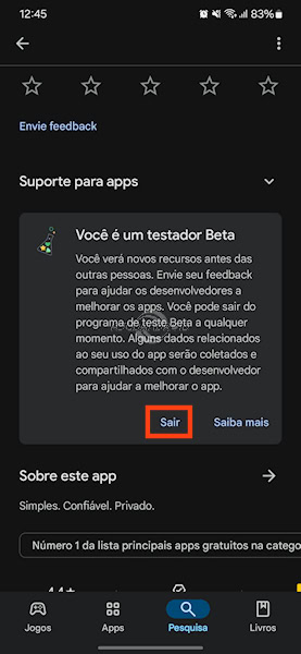 Como sair do beta de aplicativos na loja Google Play Store