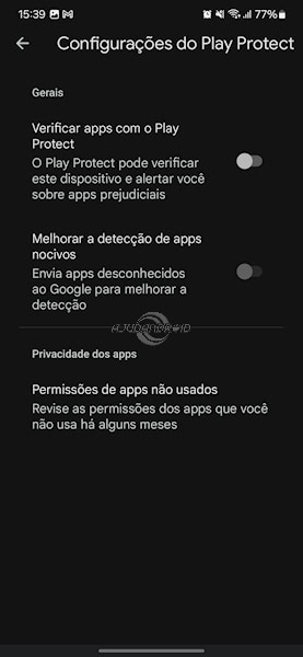 Desativando o Google Play Protect