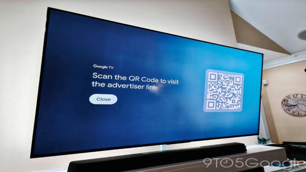 Google TV utilizando QR Code para anúncios