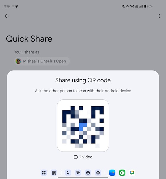 Quick Share suporte para QR Code em todos os Android