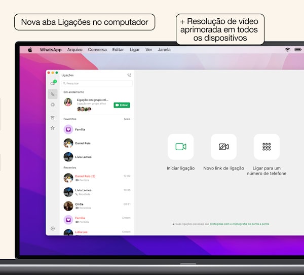 WhatsApp aprimoramentos em ligações no PC